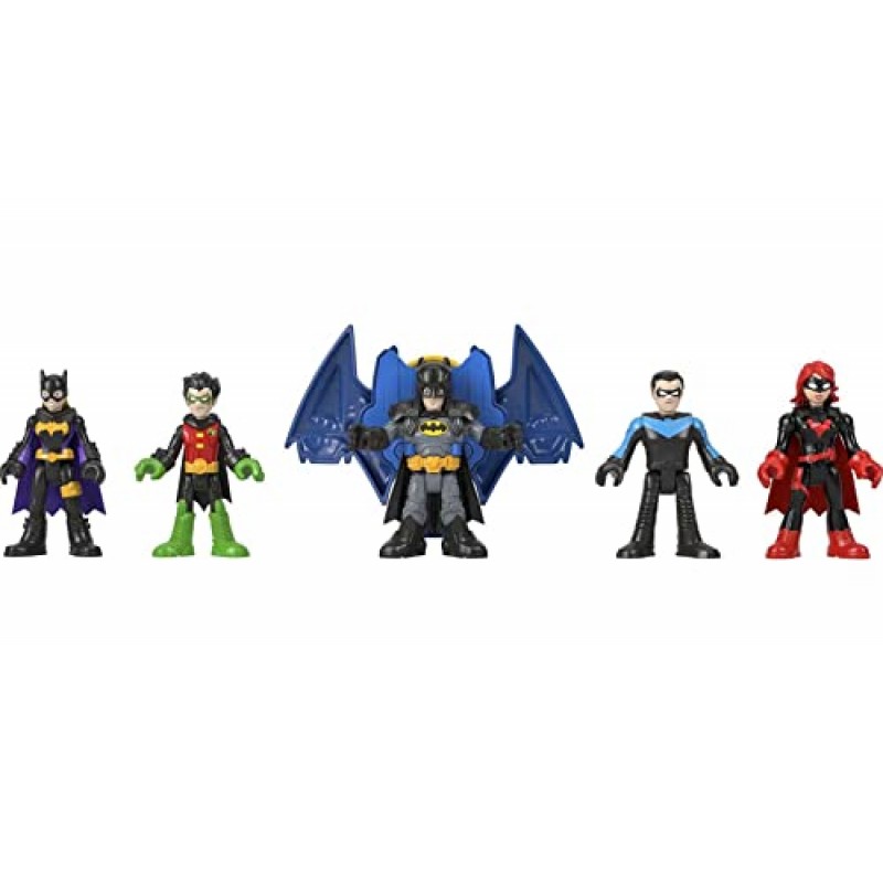 Imaginext DC 슈퍼 프렌즈 배트맨 장난감 패밀리 멀티팩 피규어 세트(3세 이상용) 5개 캐릭터 및 7개 액세서리 포함