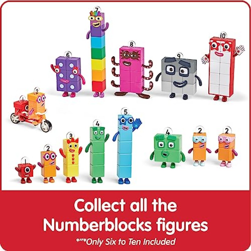 hand2mind Numberblocks 친구 6~10, 장난감 피규어 수집품, 어린이를 위한 작은 만화 인형, 미니 액션 피규어, 캐릭터 피규어, 플레이 피규어 플레이 세트, 상상력이 풍부한 놀이 장난감