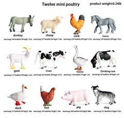 농장 동물 장난감, 미니 현실적 시뮬레이션 플라스틱 학습 교육 플레이 세트 파티 호의 목욕 장난감 컵케이크 토퍼 12개 동물 동상 말, 개, 돼지, 소, 닭, 오리, 동물 그림