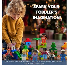 어린이 장난감 어린이를 위한 인물 피규어 - 취학 전 장난감 빌딩 블록 어린이를 위한 사람들 세트 - 주요 브랜드와 호환 가능 1-6세 유아용 빌딩 블록 - STEM 빌딩 장난감 - (16개 장난감 피규어)