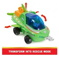 Paw Patrol Aqua Pups Rocky 변형 Sawfish 차량 수집용 액션 피규어 포함, 3세 이상 어린이용 장난감