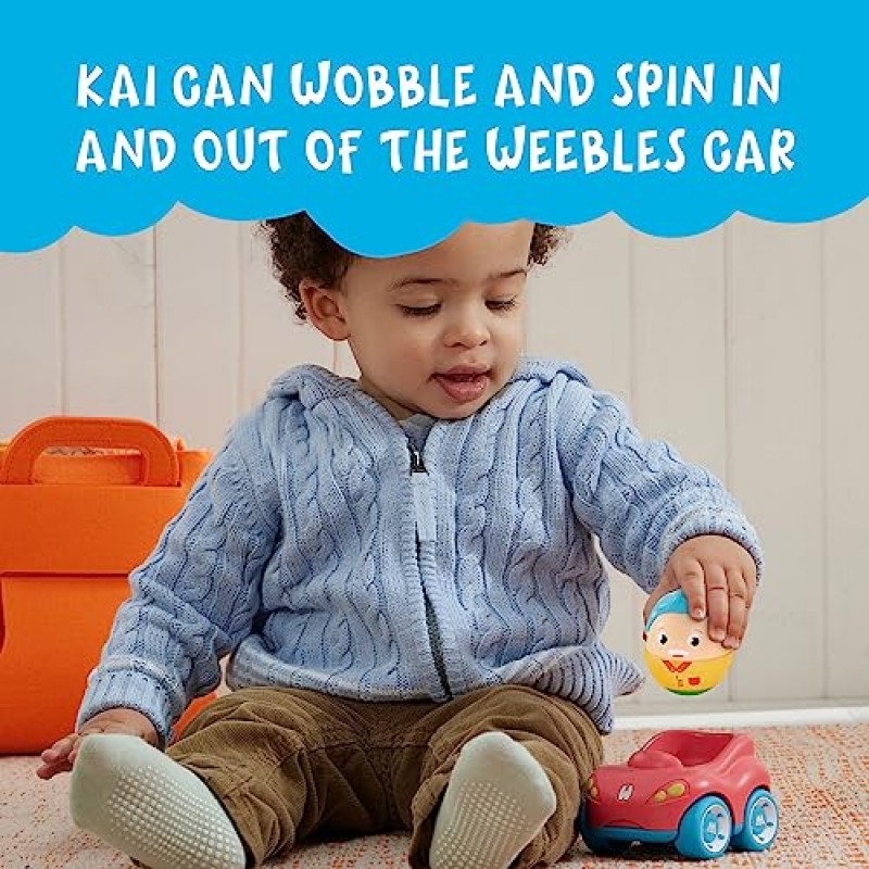 Playskool Weebles My Speedy Car - 유아를 위한 Weeble Wobble 유치원 장난감, Weebles 캐릭터 + Wobble Motion이 있는 자동차, 12개월 이상 어린이용