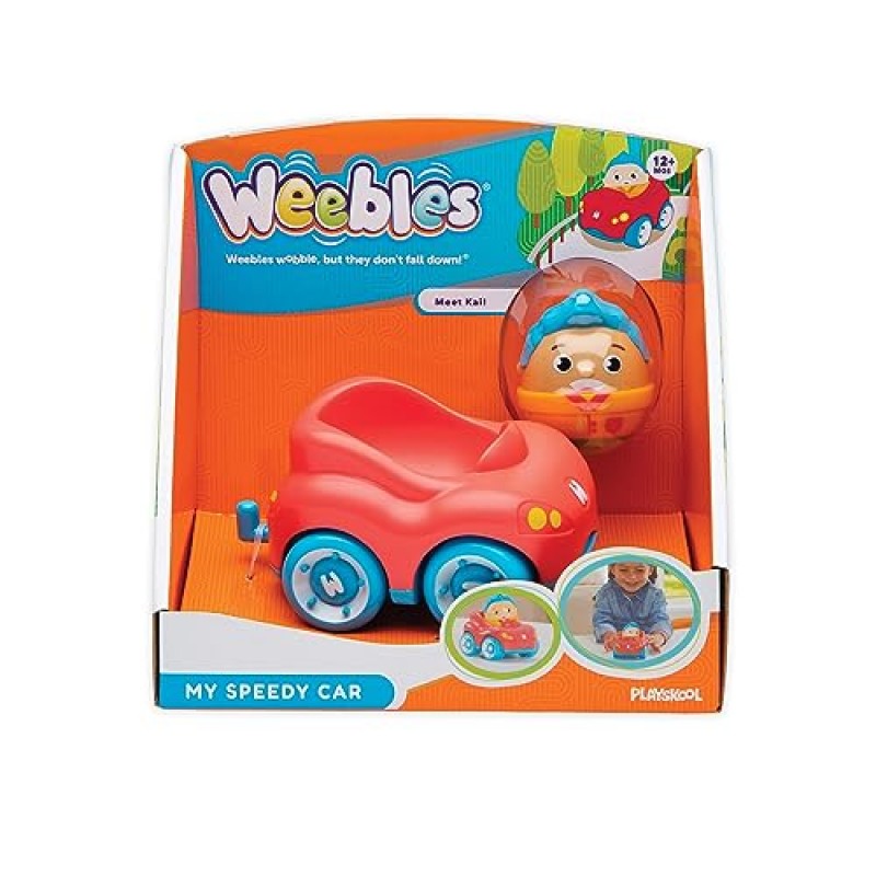 Playskool Weebles My Speedy Car - 유아를 위한 Weeble Wobble 유치원 장난감, Weebles 캐릭터 + Wobble Motion이 있는 자동차, 12개월 이상 어린이용