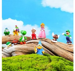 슈퍼 마리오 인형 어린이 장난감, 마리오와 루이지 인형 16피스 ​​세트 - 요시와 마리오 브라더스 액션 피규어, PVC 어린이 생일 장난감 선물