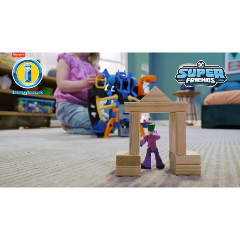 Imaginext DC 슈퍼 프렌즈 배트맨 플레이 세트, 분리 가능한 10인치 로봇이 포함된 로보 명령 센터, 3세 이상용 배트맨 및 로빈 피규어