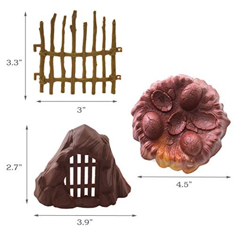 Taken All 30피스 공룡 장난감 세트 - 사실적인 인물, 나무, 바위, 계란, 둥지 - 소년 소녀에게 이상적
