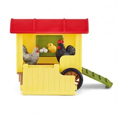 Schleich Farm World 3세 이상 남아 및 여아용 6피스 농장 동물 장난감, 이동식 닭장