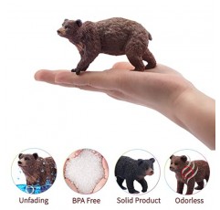 Toymany 6PCS 곰 동물 피규어, 현실적인 숲 동물 곰 가족 피규어 장난감 세트에는 갈색 곰과 흑곰이 포함되어 있습니다. 교육 생일 선물 어린이를위한 크리스마스 장난감 어린이 유아