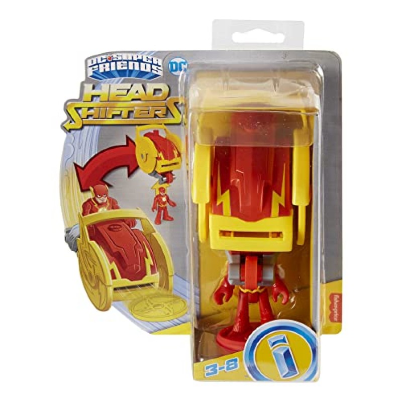 DC 슈퍼 프렌즈 Fisher-Price Imaginext, 헤드 시프터 플래시 피규어 및 스피드 포스 사이클 변형 차량 역할 놀이용