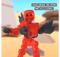 Zing Klikbot 무기가 포함된 자세를 취할 수 있는 액션 피규어 4개 전체 세트, 반투명, 스톱 모션 애니메이션 생성, 6세 이상용(시리즈 1 영웅)