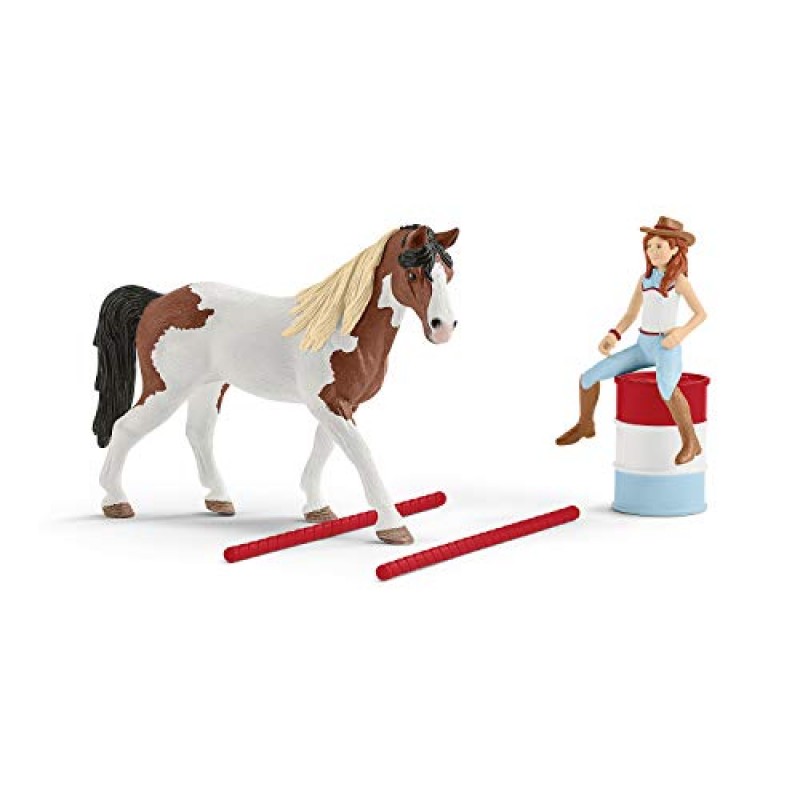 Schleich Horse Club 12피스 Hannah의 승마용 말 세트 - 카우걸과 말과 함께하는 로데오 승마, 사실적인 서부 로데오 농장 동물 장난감 및 액세서리, 5세 이상 유아, 소년 및 소녀를 위한 선물