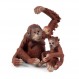 현실적인 원숭이 인형 긴팔 원숭이 입상 플라스틱 원숭이 야생 동물 입상 및 컬렉션 데스크탑 장식을위한 나무 입상, 4 팩