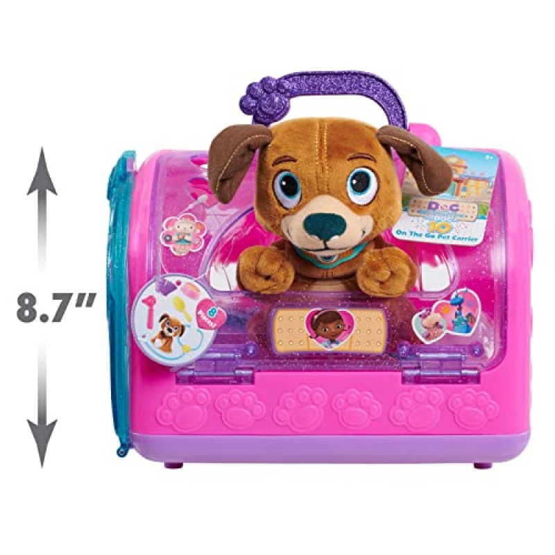 Doc McStuffins 휴대용 애완동물 캐리어 Findo 박제 동물 및 의사 키트 놀이 역할 놀이, 3세 이상 어린이용 장난감 by Just Play