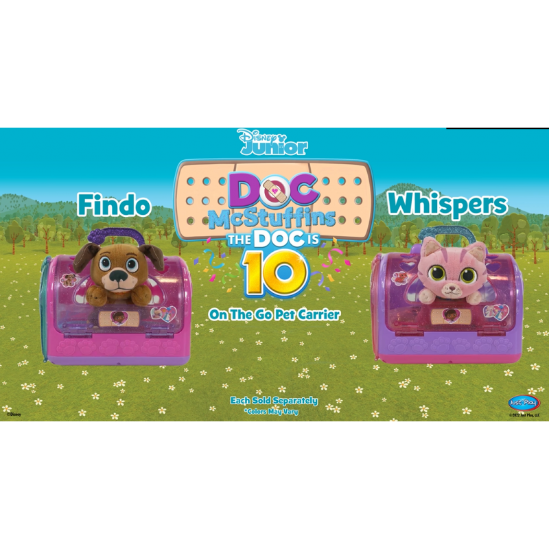 Doc McStuffins 휴대용 애완동물 캐리어 Findo 박제 동물 및 의사 키트 놀이 역할 놀이, 3세 이상 어린이용 장난감 by Just Play