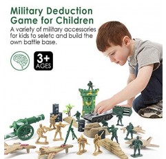 Divwa 육군 남자 장난감 소년 8-12, 군사 군인 육군 기지 160 Pcs 세트 WW2 카키 녹색 플라스틱 및 아이를위한 핸드백과 액세서리 포함