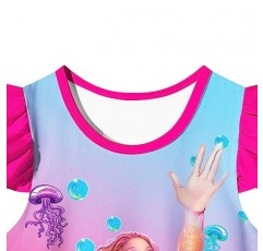 어린 소녀 인어 2023 의상 공주 드레스 소녀를위한 옷 프릴 슬리브 홈 셔츠 착용 어린이를위한