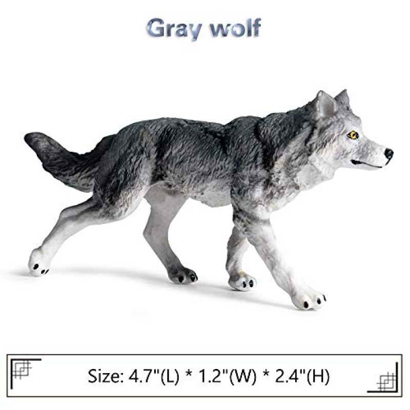 EOIVSH 8 PCS 야생 동물 늑대 장난감, 현실적인 숲 동물 늑대 피규어 장난감 세트, 유치원 교육 늑대 장난감, 생일 선물, 파티 호의, 어린이 장난감을위한 늑대 Playset 모델 인형