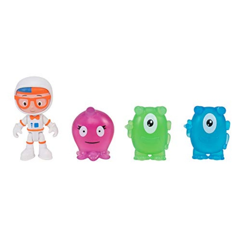 Blippi Moon Rock Adventures - 우주 로켓, 몬스터 모바일, 우주비행사 캐릭터 피규어, 깃발, 램프, 녹색 외계인, 블루 외계인, 깜짝 외계인, 우주 모래 포함 - 아마존 독점