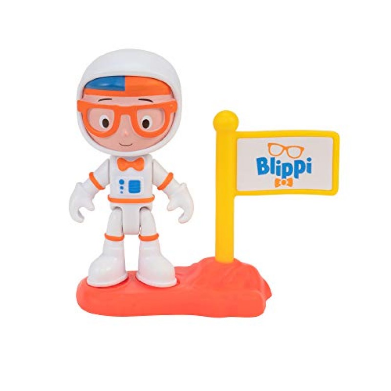 Blippi Moon Rock Adventures - 우주 로켓, 몬스터 모바일, 우주비행사 캐릭터 피규어, 깃발, 램프, 녹색 외계인, 블루 외계인, 깜짝 외계인, 우주 모래 포함 - 아마존 독점