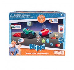 Blippi Moon Rock Adventures - 우주 로켓, 몬스터 모바일, 우주비행사 캐릭터 피규어, 깃발, 램프, 녹색 외계인, 블루 외계인, 깜짝 외계인, 우주 모래 포함 - 아마존 독점