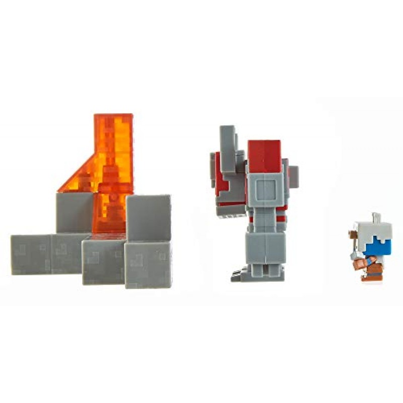 Mattel Minecraft Dungeons 미니 배틀 박스, 독점 Redstone Monstrosity, Valorie 캐릭터 및 Lava 세트 피스, 비디오 게임 기반 액션 및 어드벤처 장난감, 6세 이상 어린이를 위한 선물