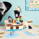 BLUE PANDA 어린이를 위한 나무 해적선 - 해적선과 해적 인형이 포함된 해적 플레이 세트(11개, 3세 이상)