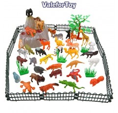 ValeforToy 54피스 미니 정글 동물 세트(선물 상자 포함) - 어린이 학습 및 파티 호의를 위한 현실적인 야생 동물 피규어