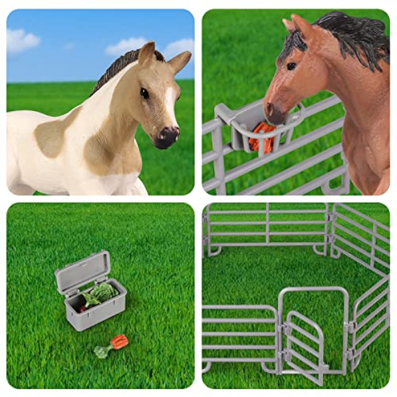 Yilingchild 말 클럽, 소녀와 소년을 위한 말 안정 장난감, 어린이를 위한 카우보이 장난감 세트 생일 선물 4-6 6-12, 농장 동물 및 말 입상 PlaySet