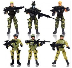PowerTRC 12 팩 특수 부대 액션 육군 전투 군사, 전쟁 남자 무기 피규어 및 액세서리 어린이를 위한 포즈 가능 장난감 플레이 세트(4인치)