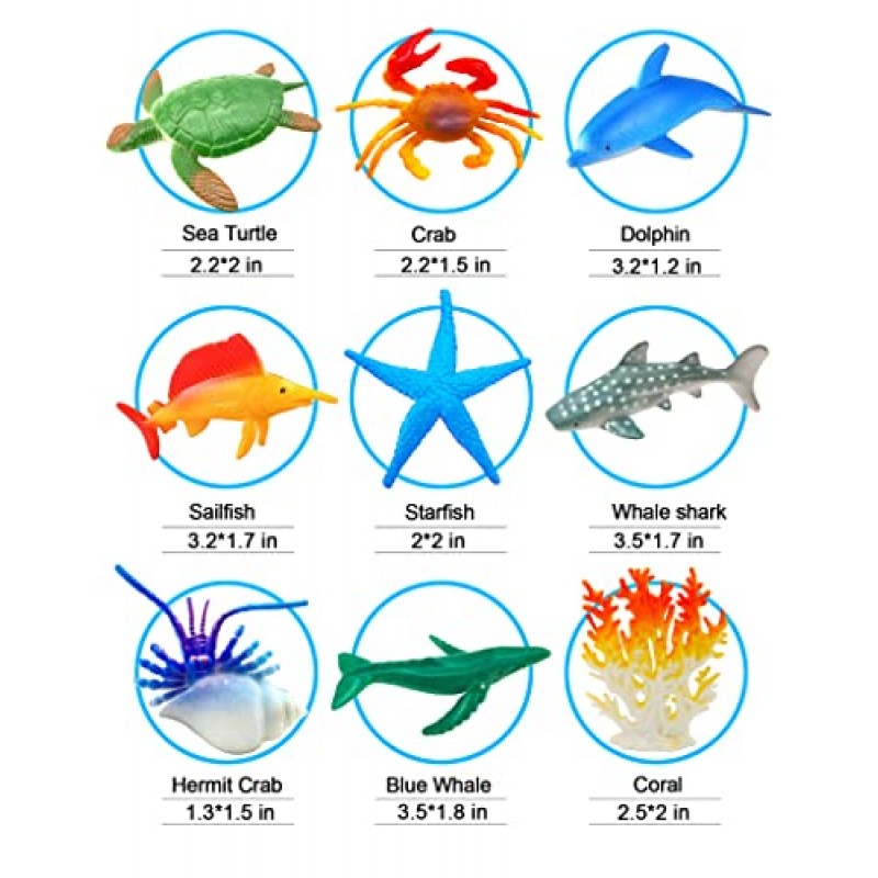 바다 바다 동물, 모듬 미니 바다 생물 장난감 세트, 현실적인 수중 바다 동물 그림 목욕 장난감, 38피스 세트