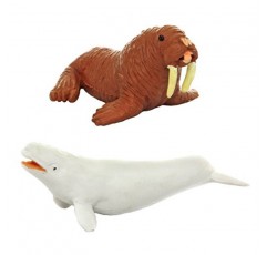 Safari Ltd Arctic TOOB에는 하프물개, 허스키, 순록, 북극 토끼, 범고래, 바다코끼리, 북극 여우, 벨루가 고래, 이글루, 북극곰 등 재미있는 인형 10개가 포함되어 있습니다 – 3세 이상용