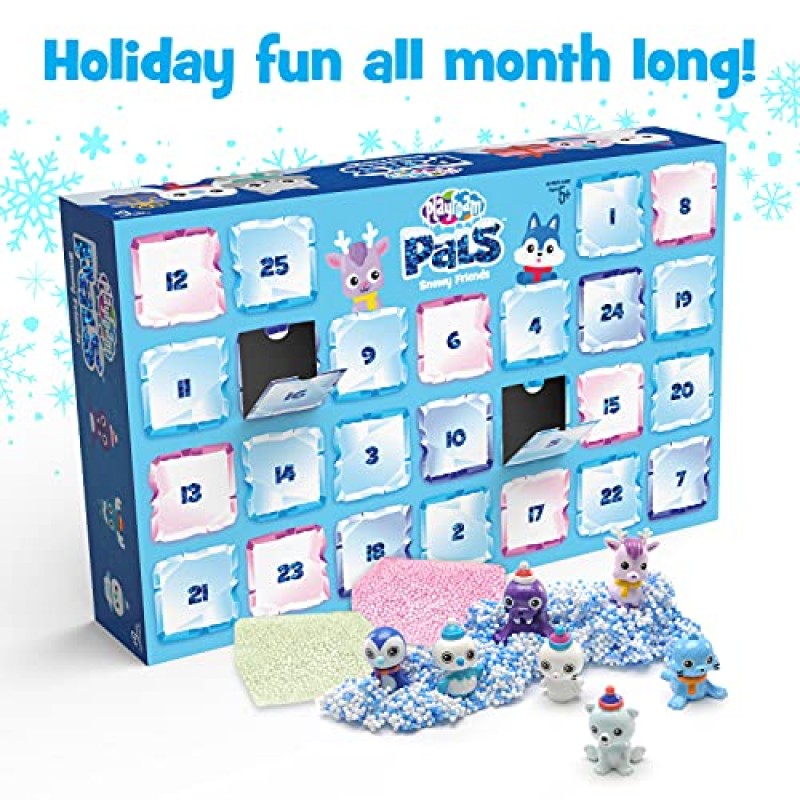 Educational Insights Playfoam Snowy Friends Party 25일 유치원 재림절 달력 2023, Fidget 감각 장난감, 3세 이상, Amazon 독점