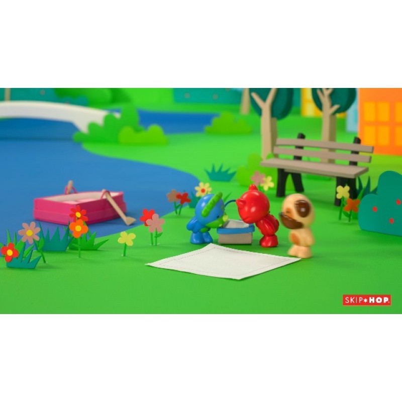 스킵 홉 동물원 승무원 조각상 세트, 4팩, 2세 이상 어린이용 장난감