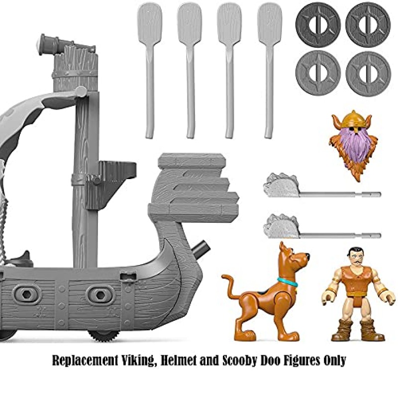 Imaginext Scooby-Doo Viking Ship Playset용 교체 부품 - GBM51 ~ 교체용 바이킹, 헬멧 및 스쿠비 두 피규어, 갈색, 보라색