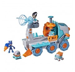 PJ 마스크 로미오 봇 빌더 유치원 장난감, 3세 이상 어린이를 위한 조명과 소리가 포함된 2-in-1 로미오 차량 및 로봇 공장 플레이 세트