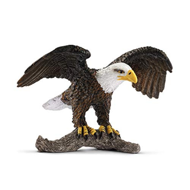 Schleich 야생 생활 사실적인 북미 숲 동물 조각상 플레이 세트 - 벅, 새끼 사슴, 롱혼 황소, 오소리, 대머리 독수리, 칠면조가 포함된 6피스 장난감 세트, 3세 이상 어린이를 위한 선물