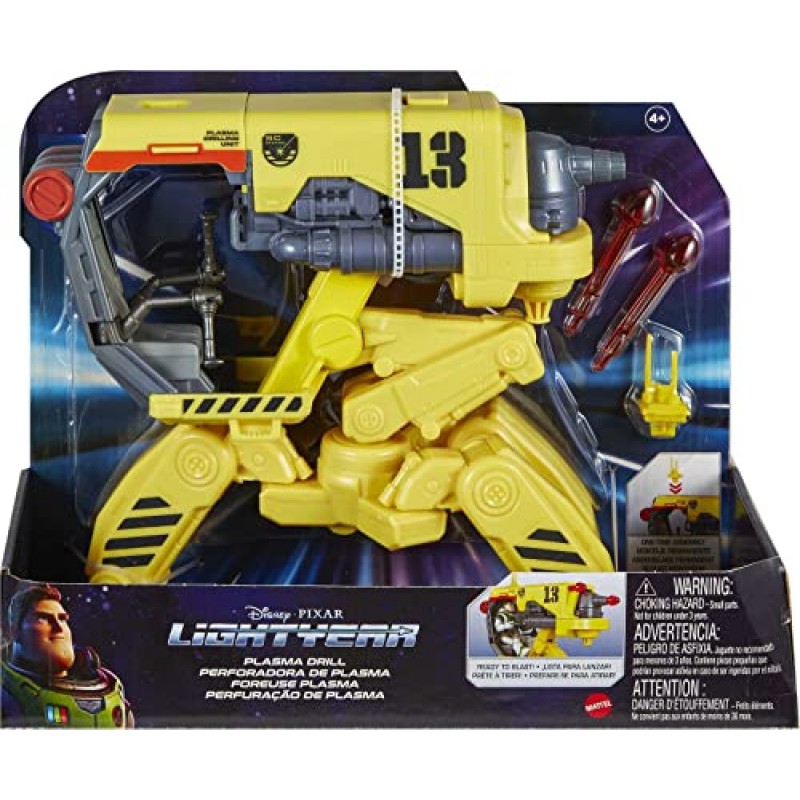 Mattel Lightyear Toys 차량 장난감, 플라즈마 드릴 5인치 규모, 들어올릴 수 있는 섀시 및 교체 가능한 블래스터