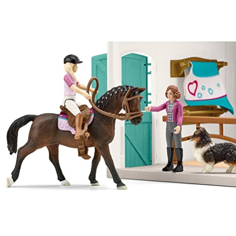 Schleich Horse Club — 말 상점, 67피스 압정 상점 말과 라이더가 포함된 말 놀이 세트, 5~12세 어린이를 위한 농장 놀이 세트