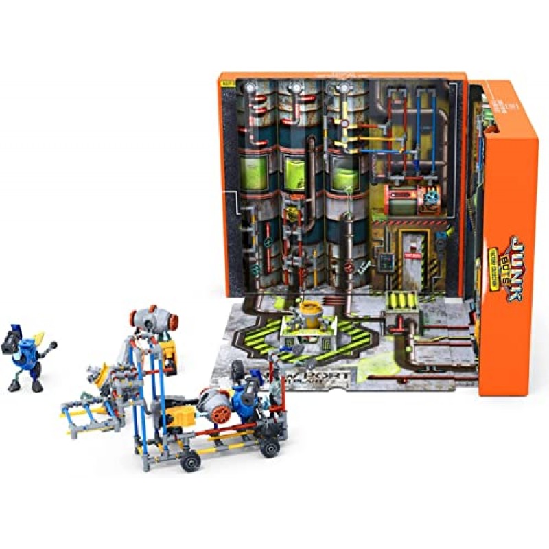 HEXBUG JUNKBOTS 대형 공장 서식지 신항 발전소, 서프라이즈 장난감 플레이 세트, 남자아이와 여자아이가 함께하는 조립 및 LOL, 어린이용 장난감, 5세 이상용 액션 건설 피규어 285개 이상