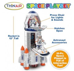 자연과 결합된 로켓 우주선 우주 장난감, 두 명의 우주 비행사, 우주 경주자 및 액세서리가 포함된 어린이 우주선 플레이 세트, 교육용 STEM 모험