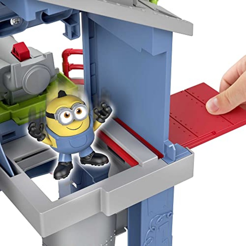 Imaginext Minions 3세 이상 미취학 아동을 위한 Minion Otto 피규어 및 장난감 로켓이 포함된 Gru Gadget Lair 플레이 세트의 부상