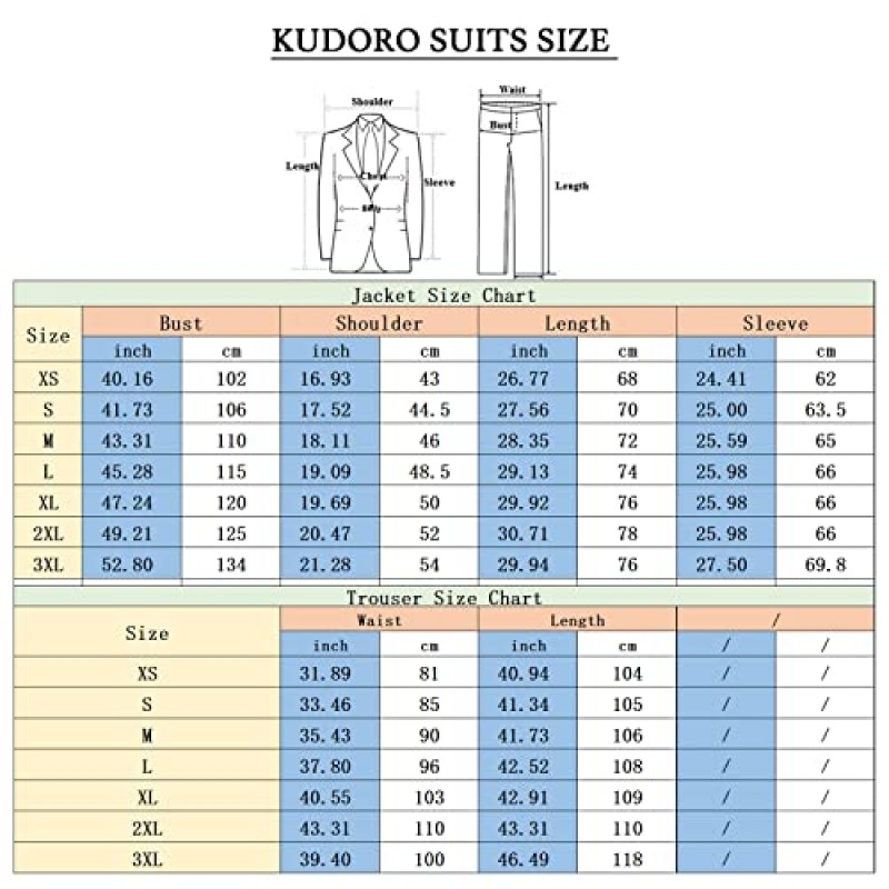 KUDORO 남성 정장 슬림 피트 2 피스 정장 2 버튼 싱글 브레스트 턱시도 남성용 웨딩 캐주얼 비즈니스 자켓 바지