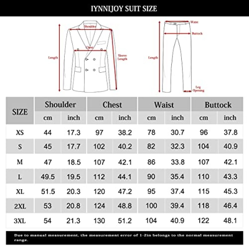 Iynnijoy mens 격자 무늬 정장 더블 브레스트 슬림 피트 2 피스 공식 자켓 턱시도 바지 파티 웨딩 파티