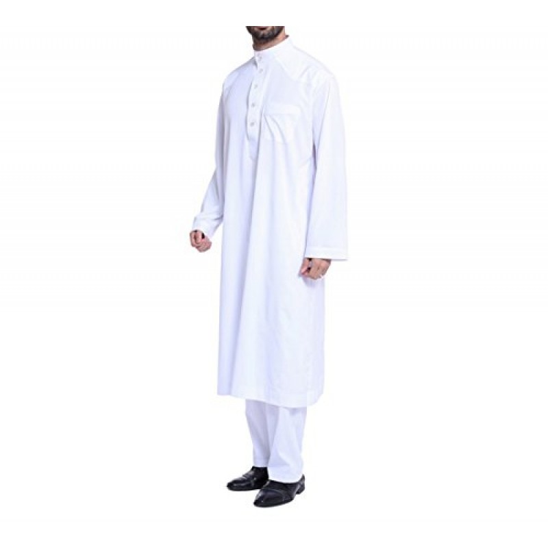 Qianliniuinc 느슨한 스타일 중동 Kaftan 두바이 아랍 이슬람 이슬람 남성 의류 정장 셔츠 바지