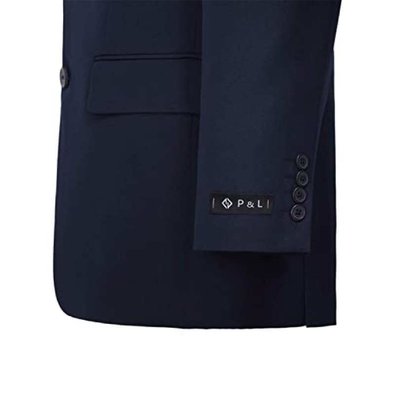 P&L 남성용 2피스 클래식 핏 싱글 브레스티드 2버튼 블레이저 & 바지 정장