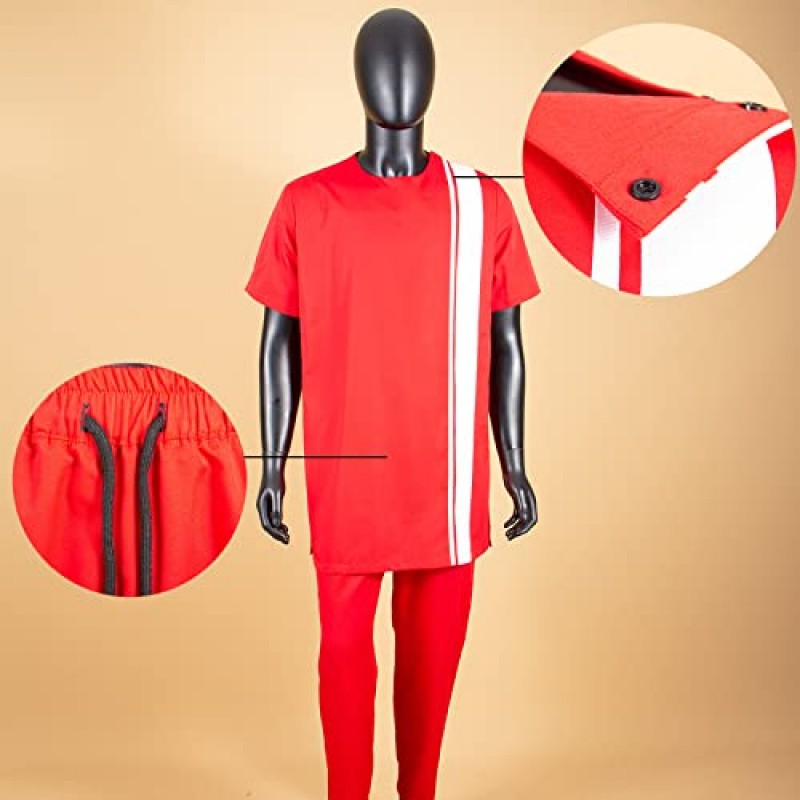 남성용 아프리카 정장 셔츠 및 바지 2 피스 세트 앙카라 복장 플러스 사이즈 캐주얼 복장 Tracksuit