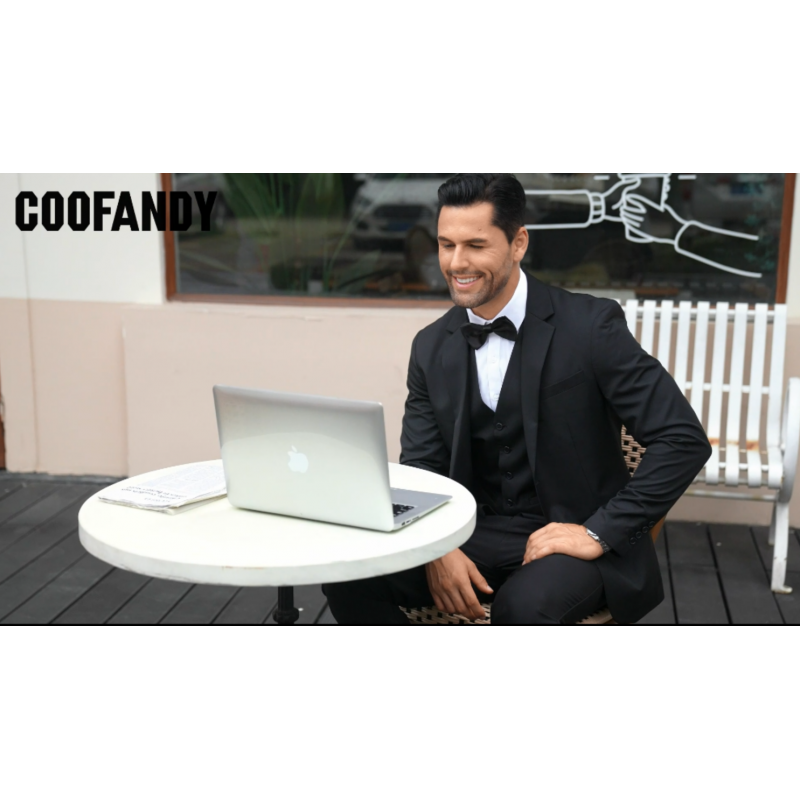 COOFANDY 남성 정장 재킷 및 조끼 세트 슬림 피트 2 조각 정장 2 버튼 블레이저 자켓 공식 비즈니스 드레스 조끼