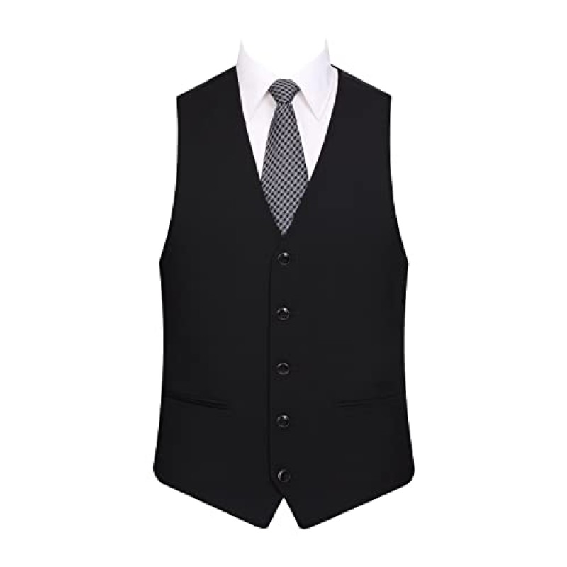 남성 정장 슬림핏 3피스 투 버튼 솔리드 비즈니스 웨딩 재킷 블레이저 조끼 & 바지 세트 블랙