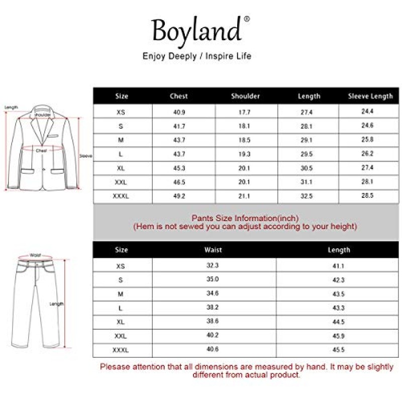 Boyland 남성 3피스 턱시도 슬림핏 꽃무늬 빈티지 신랑 들러리 웨딩 정장 복장 재킷