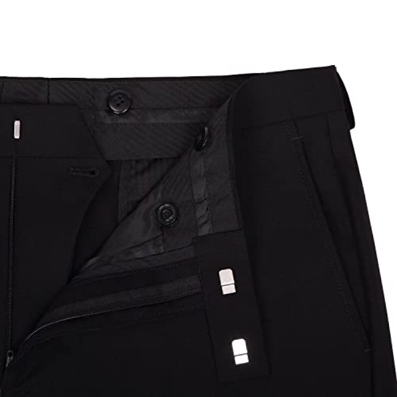 남성 정장 2 피스 클래식 핏 정장 2 버튼 노치 라펠 솔리드 싱글 브레스트 자켓 블레이저 및 바지 세트 블랙